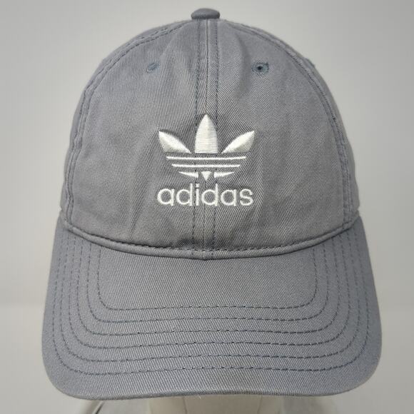 Adidas Trefoil Slideback Hat Gray One Size Embroidered Vent Holes - Picture 2 of 9